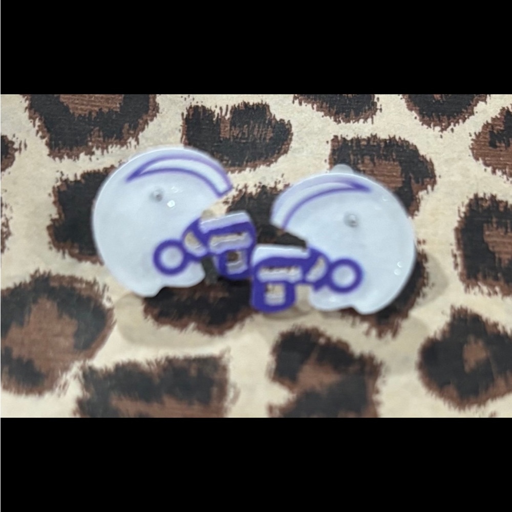 Purple football helmet earrings